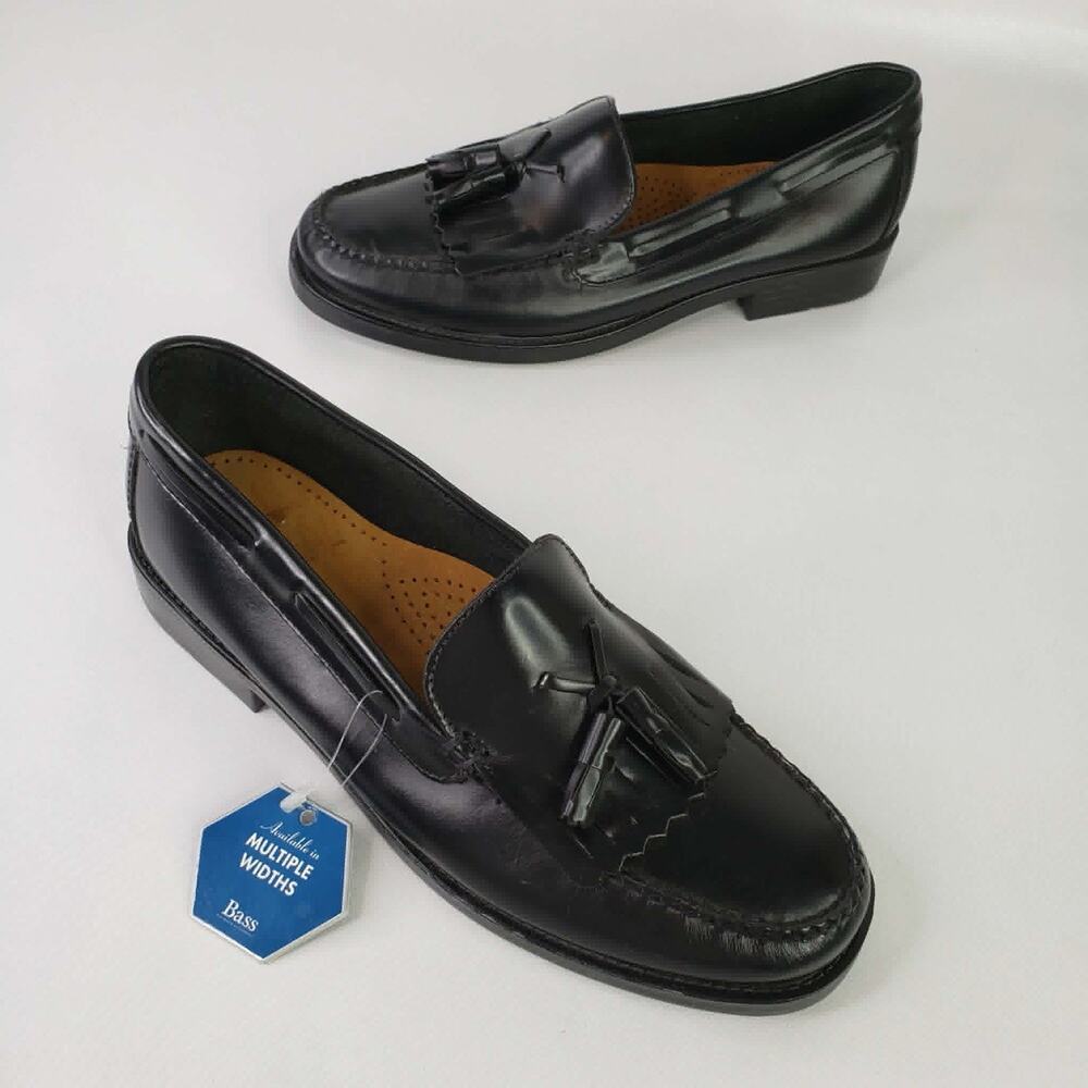 G H Bass & Co Loafers Weejuns Black Leather Marietta Tassle Slip On 9W New